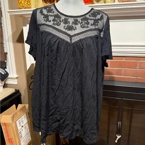 Torrid Black Lace Accent Blouse